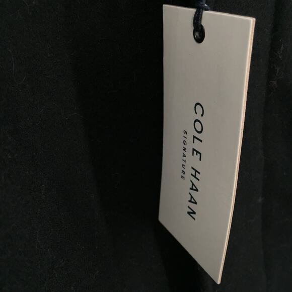 Cole Haan Winter Wool Blend Coat Long Sleeve Slit Back PeaCoat Black Size Medium - Picture 6 of 8